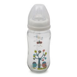 Стъклено шише за хранене с широко гърло 240 ml B0468