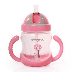 Чаша с пластмасова сламка 280ml Boo C0582 розов