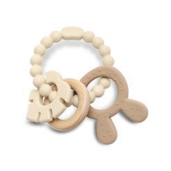 СИЛИКОНОВА ГРИЗАЛКА С БУК ЗАЙЧЕ NATURAL BEIGE