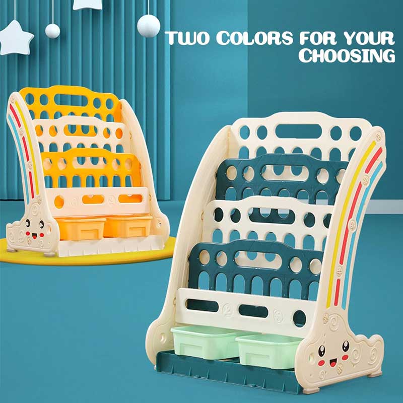 Комбинирана детска етажерка за книги и играчки Feelkids - жълта Комбинирана детска етажерка за книги и играчки Feelkids - жълта