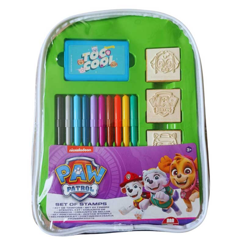 Творческа раница Paw Patrol Girl с 10 миещи се флумастера, 4 печата и 30 стикера Творческа раница Paw Patrol Girl с 10 миещи се флумастера, 4 печата и 30 стикера