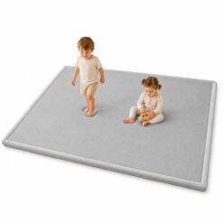 Детски Мемори Килим GINGER HOME LOLLA, 150x200 см, 3,5 см Дебелина, Кадифено Мек Водоустойчив Горен Слой, Мемори Пяна, Противохлъзгаща Основа, Сив