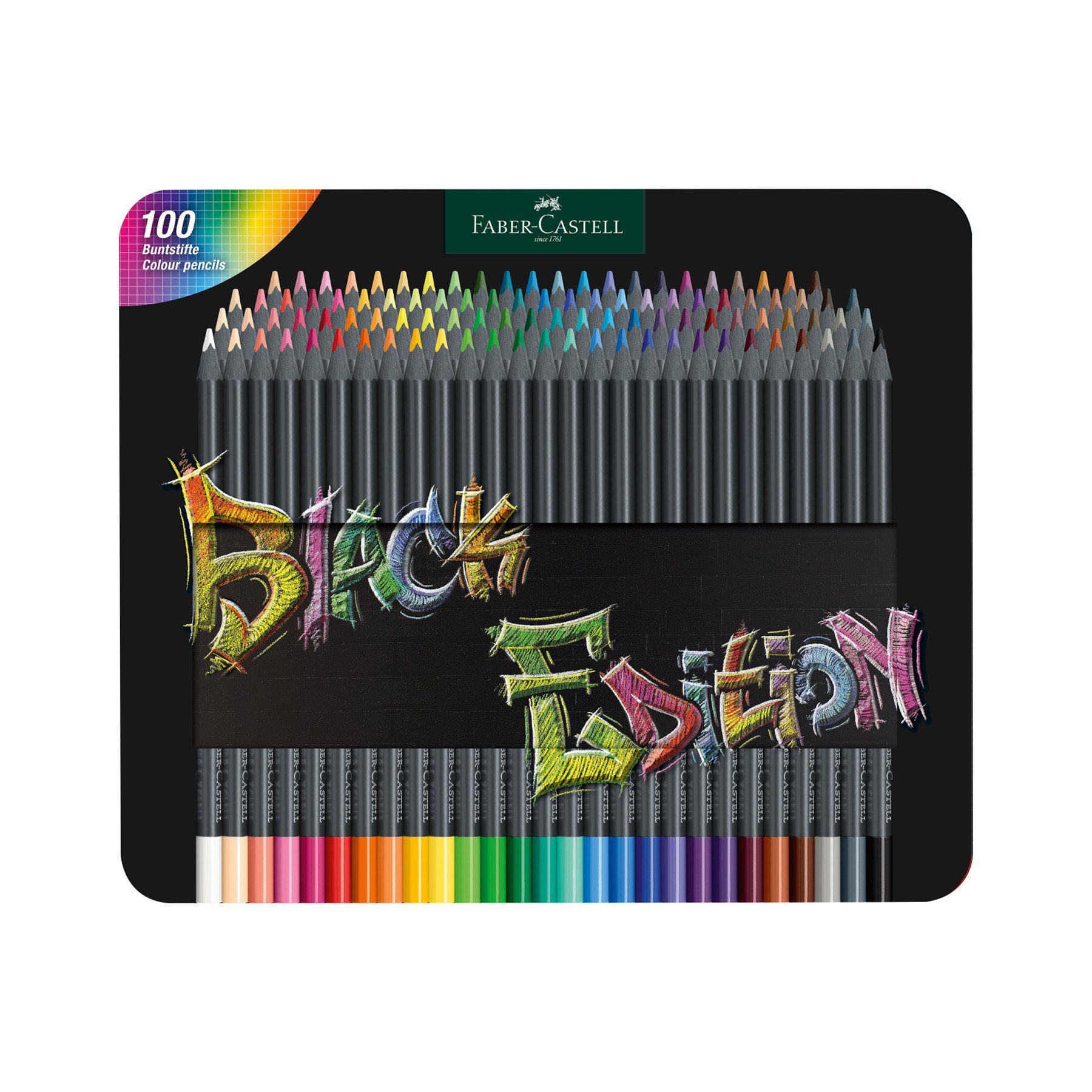 Faber-Castell Моливи Black Edition, 100 цвята, в метална кутия Faber-Castell Моливи Black Edition, 100 цвята, в метална кутия
