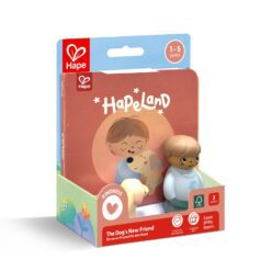 Игрален комплект, Hape, Комплект фигурки момче и куче с книжка, 3 части