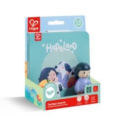 Игрален комплект, Hape, Комплект фигурки момиче и куче с книжка, 3 части