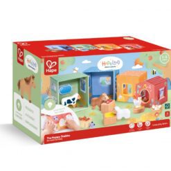 Игрален комплект, Hape, Комплект фигурки с книжка, Щастливите конюшни, 13 части
