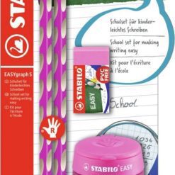 Комплект ергономични моливи, Stabilo, EASYgraph S, Дясна ръка, 2 броя с острилка и гумичка, Розов