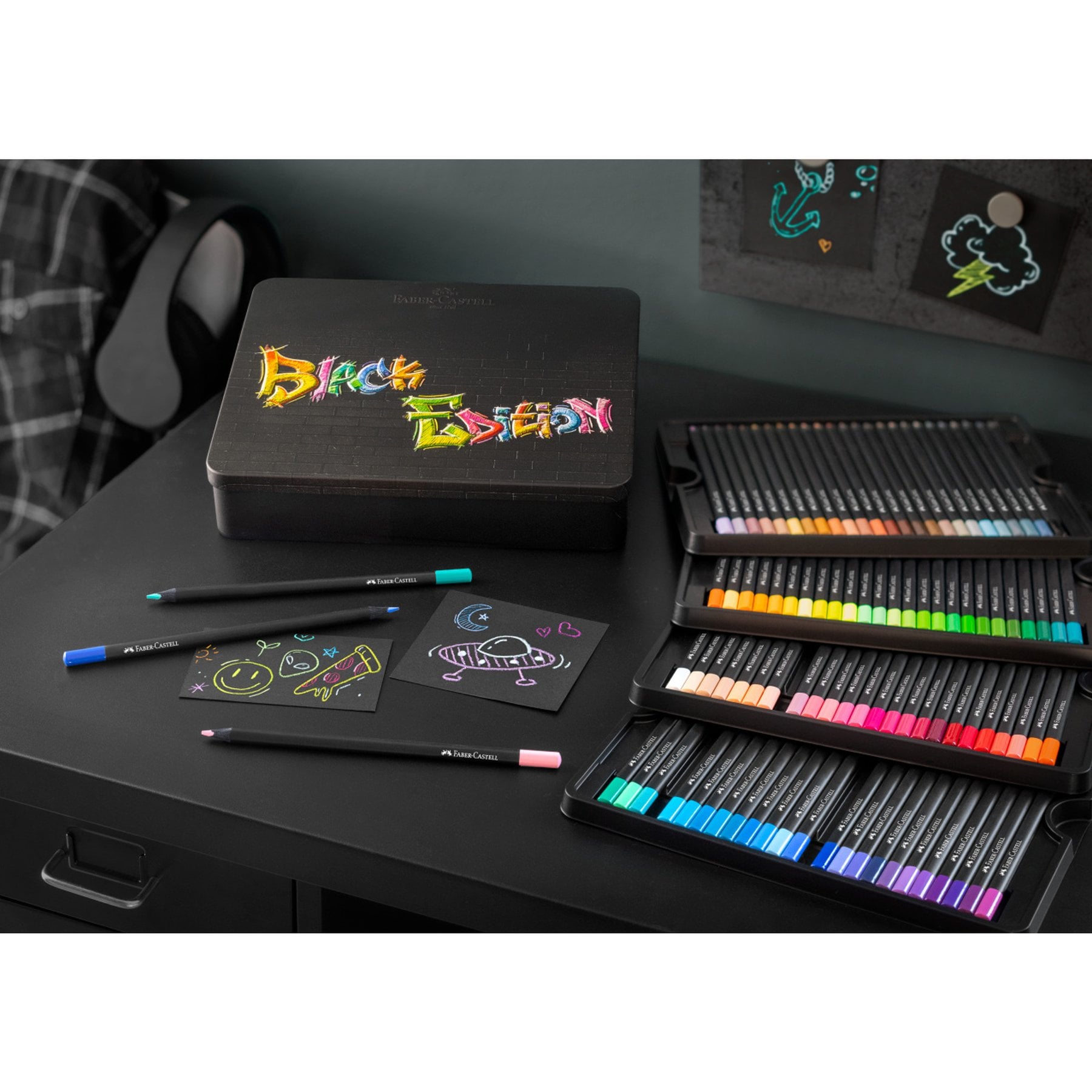 Faber-Castell Моливи Black Edition, 100 цвята, в метална кутия Faber-Castell Моливи Black Edition, 100 цвята, в метална кутия